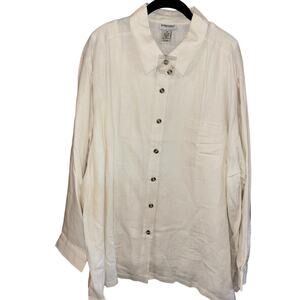 Vintage Bridgewater Studio women’s 100% linen cream button down shirt 2X NWOT